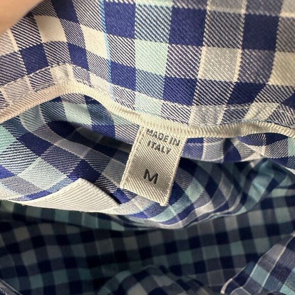 Ermenegildo Zegna Shirt Mens Medium Blue Plaid Check Long Sleeve‎ Button Up - Picture 11 of 13